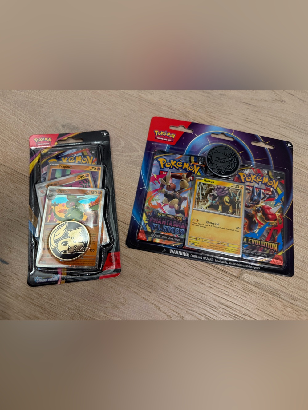 Pokemon Trading Card Pin Packs - Phantasmal Flames + Chaos Rising Raikou Flygon